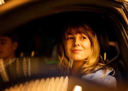 A driver inside a vehicle